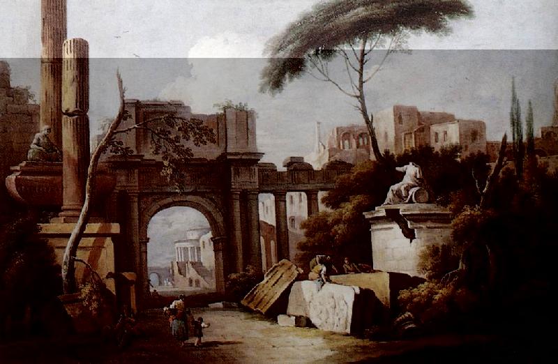 ZAIS, Giuseppe Ancient Ruins with a Great Arch and a Column fgu